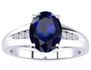 Sapphire Jewelry: 1 1/2ct Oval Sapphire and Diamond Ring in 10k White Gold