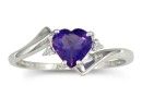 Amethyst Gemstone Jewelry: 1/2ct Heart Shaped Amethyst and Diamond Ring in 10k White Gold