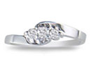 Promise Rings: 1/10ct Three Diamond Promise Ring in Sterling Silver
