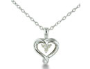 Diamond Heart Pendants: Perfect Three Diamond Heart Pendant in Sterling Silver