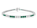 Emerald Jewelry: Fine quality 4.86ct Emerald and Diamond Bracelet in 14k White Gold
