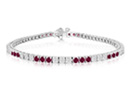Ruby Jewelry: Fine quality 4.86ct Ruby and Diamond Bracelet in 14k White Gold