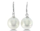 Pearl Jewelry: 12mm Shell Pearl Fish Hook Earrings in Sterling Silver | Fine Gemstone Jewelry