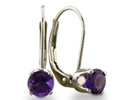 Feel royal wearing these beautiful 1/2ct solitaire amethyst leverback earrings. Crafted in shiny 14k white gold, the amethyst earrings also feature secure leverback fasteners.    Perfect for those February babies!
