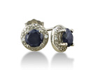 Whether it is your birthstone or you just love sapphire, you will treasure these 1ct sapphire and diamond earrings.  The sapphire earrings feature 4 petite H/I color, I2 clarity diamonds, and friction back posts.