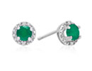 Perfectly sized and perfectly priced, these 1/2ct emerald and diamond earrings are keepers.  These stud earrings are crafted in 10k white gold, and feature 4 white H/I color, I2 clarity diamonds with friction back posts.