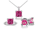 Pink Topaz Jewelry: Pink Topaz Ring, Pendant, and Earrings 10k White Gold