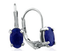 Sapphire Jewelry: 1 1/4ct Leverback Oval Sapphire Earrings in Sterling Silver
