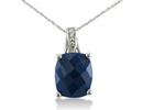 Sapphire Jewelry: 4 1/2ct Sapphire and Diamond Pendant in Sterling Silver