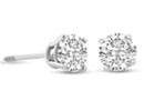 14 karat white gold 1 carat diamond stud earrings.  These are not the best diamonds in the world, but the price sure is low.  Diamond content is 1 carat in H/I color, I2/I3 clarity.  One star diamonds.