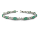 Emerald Gemstone Jewelry: 6ct Emerald and Diamond Bracelet in Sterling Silver