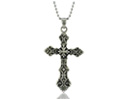 This trendy, oversized stainless steel cross pendant is sure to turn some heads!  Almost 3 Inches Tall!  The cross pendant comes with a 24 inch ball chain.  If you are a fashionista you will love giant cross necklace.