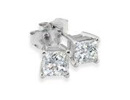 Diamond Stud Earrings: 3/4ct Princess Diamond Stud Earrings In 14k White Gold, G/H Color, SI Clarity