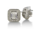 Diamond Stud Earrings: Antique Inspired .04ct Diamond Stud Earrings in Sterling Silver