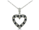This adoreable diamond and sapphire heart pendant is the perfect everyday pendant for women of all ages!  Sterling silver sapphire heart pendant contains ten exquisite sapphires and one sparkly diamond for a total gem weight of 1/2 carat.  Diamond content is .01 carat in I/J color, I2 clarity.  One star diamond.