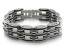 Stainless Steel Men's Bracelets: Huge Men's Stainless Steel and Black Rubber Bracelet