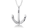 This men's stainless steel anchor necklace is a rock of a piece of jewelry.  What do we mean by that?  It's solid, beautifully polished and super heavy.  Sparkling from one of the arms of the anchor is a big crystal gem.  This anchor pendant is 1 1/2 inches long and hangs on a 22 inch cable chain.