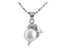 Pearl Jewelry: Playful Dolphin Freshwater Pearl Necklace on an 18-Inch Chain