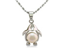 This unique penguin shaped pearl pendant is truly adoreable! Featuring one beautiful 8mm freshwater pearl, this pendant is perfect for the animal lover in all of us.
