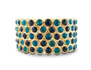 Dazzle everyone with this gorgeous 1 1/14 inch blue stone bracelet! This bracelet features 24 alternating diagonal rows of light and dark shimmering blue stones, which equates to 120 sparkles on your wrist! The elastic band also allows the bracelet to go on and come off the wrist easily. It is affordable and can add an extra spark to any outfit.