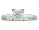 Luxury Engagement Rings: 1ct Princess Diamond Solitaire Engagement Ring in 14k White Gold, 4 Stars

