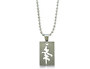Increase your happiness with this polished rectangular stainless steel pendant! It has the Chinese character 