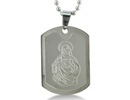 This unique pendant has Jesus embossed in the center. This is a one-of-a-kind polished stainless steel pendant and comes  with a complementary 20 inch beaded chain. Order yours today!