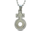 This unique pendant has the gender symbol carved out of stainless steel and the interior symbol could be pushed out. This is a one-of-a-kind polished stainless steel pendant. The pendant comes with a 20 inch beaded chain. Order yours today!