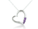 Let that special someone know she''ll be in your heart forever with this 1/8 carat three stone amethyst pendant.  The total gem weight of this pendant is 1/8 carat. The pendant contains three round brilliant amethyst stones.