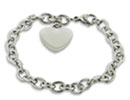 This Valentine's Day, spread your love with this adorable dangling single heart charm bracelet.  This heart charm bracelet is made of stainless steel and features a dangling heart measuring 1/2 inch.