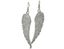 Wings are hot.  Get your pair today!  For a vintage inspired take on a modern trend, try these silver toned angel wing earrings.  These lightweight earrings have incredible detailing and are 2 1/2 inches long.
