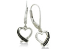 Diamond Earrings: Black Diamond Heart Earrings in Sterling Silver