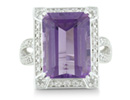 This is one gorgeous ring! If you love over the top jewelry, then this amethyst and diamond cocktail ring is meant for you. This ring features one huge 7 carat amethyst and four diamonds with a diamond content of .02 carats in J/K color, I2/13 clarity. One star diamonds.