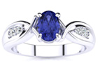 Tanzanite Jewelry: Oval Tanzanite and 2 Diamond Ring in 10k White Gold 
