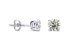 Diamond Stud Earrings: 3/4ct Diamond Stud Earrings in 14k White Gold, K/L Color, I2/I3 Clarity.