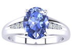 Tanzanite Jewelry: 1 1/4ct Oval Tanzanite and Diamond Ring in 10k White Gold