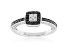 Inexpensive Engagement Rings:.40ct White and Black Diamond Engagement Ring in Sterling Silver
