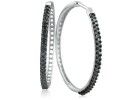 Sterling silver black diamond hoop earrings.  Diamond content is 1/2 carat in I1 clarity.