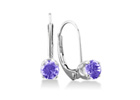 These  1/2ct solitaire tanzanite leverback earrings will brighten up your look. These beautiful tanzanite earrings are crafted in shiny 14k white gold.