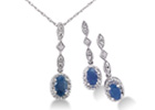 1ct Sapphire and Diamond Pendant and Earrings Ensemble in Sterling Silver