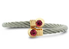 Deals List: Twisted Stainless Steel and Gold Cuff Bracelet With Pink Gems 