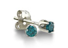 Diamond Stud Earrings: 1/10ct Blue Diamond Stud Earrings in 10K White Gold