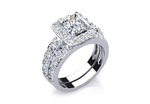 2.25ct Princess Diamond Bridal Set in 14k White Gold
