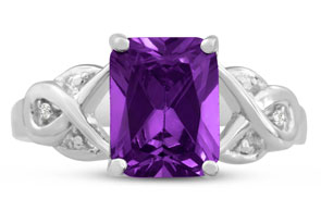 2 3/4ct Emerald Shape Amethyst and Diamond Infinity Ring