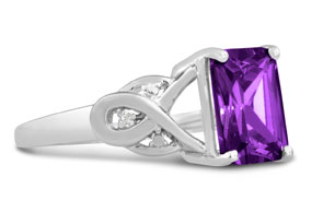 2 3/4ct Emerald Shape Amethyst and Diamond Infinity Ring