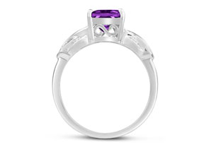 2 3/4ct Emerald Shape Amethyst and Diamond Infinity Ring