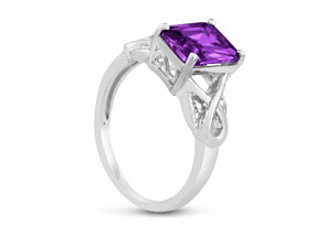 2 3/4ct Emerald Shape Amethyst and Diamond Infinity Ring
