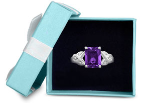 2 3/4ct Emerald Shape Amethyst and Diamond Infinity Ring