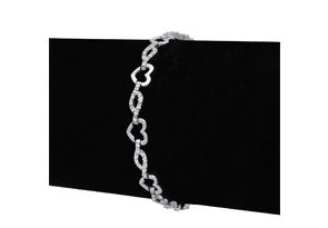 7/8ct Diamond Heart Bracelet In Platinum Overlay, 7 Inches