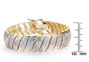 Heavy 2 Carat Diamond Bracelet In Yellow Gold Overlay